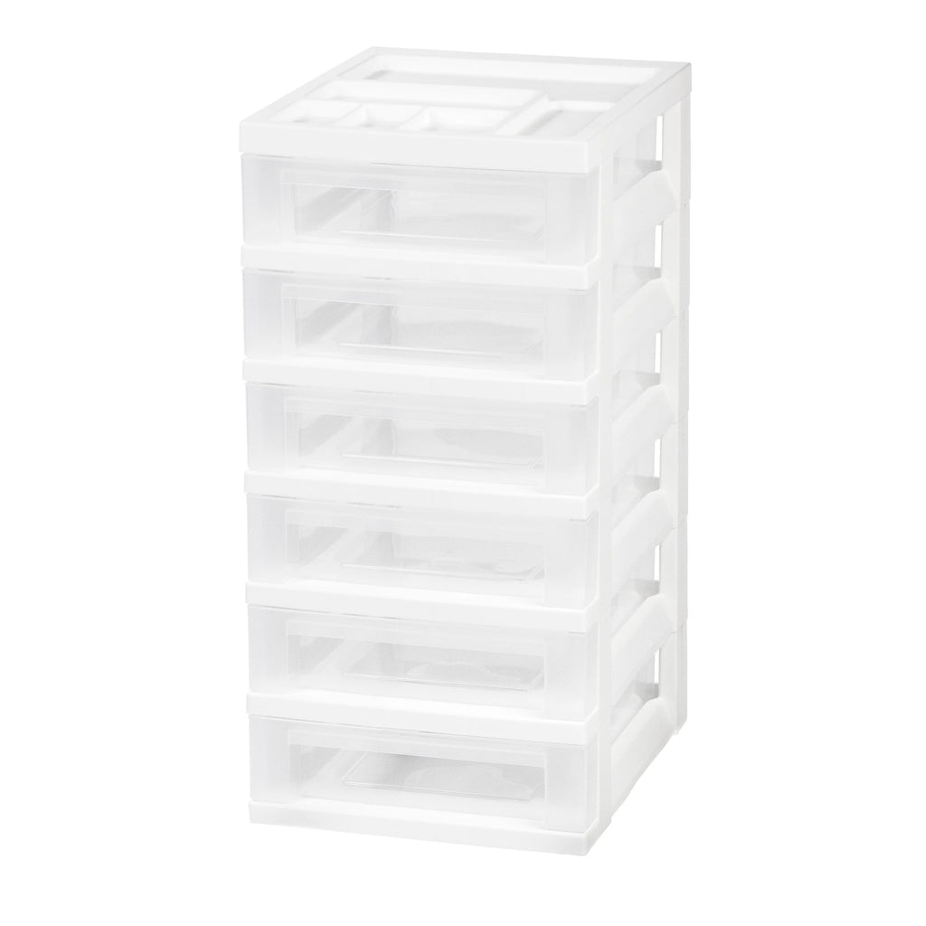 Storage Drawer Cart with Organizer Top - 6 Drawer | White