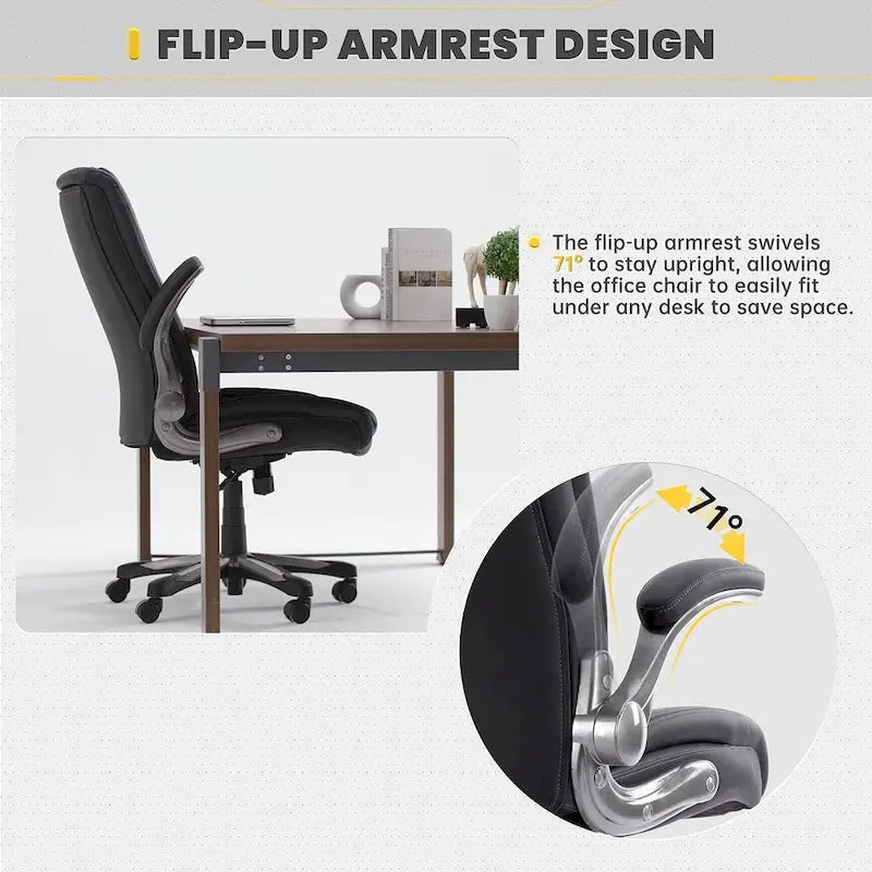 Ergonomic Office Chair with High Back Flip Up Armrests and Rolling Base