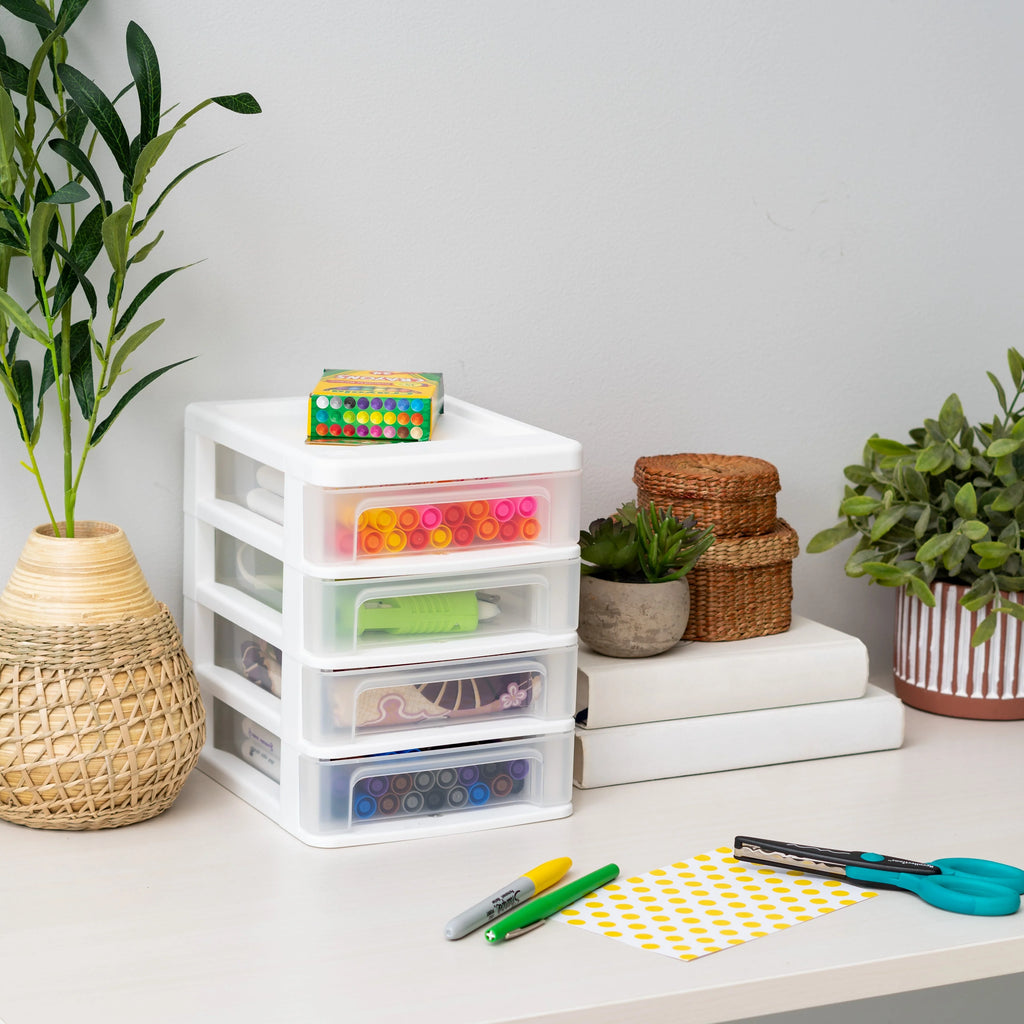 Compact Desktop 4-Drawer System, White