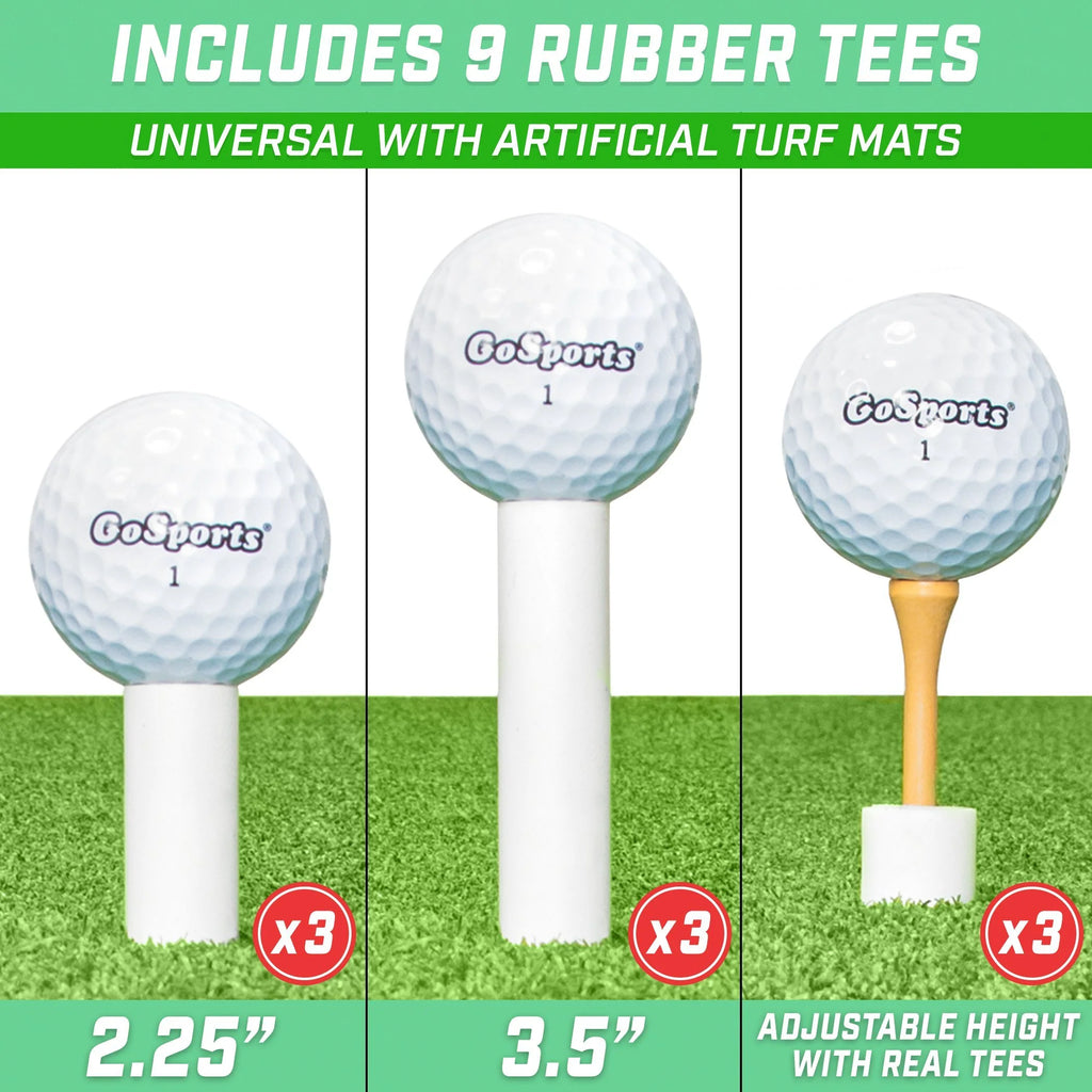 Rubber Golf Tees, 3 Heights, 9-pk