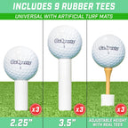 Rubber Golf Tees, 3 Heights, 9-pk