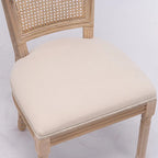 Set of 2 Antique Rattan-Back Dining Chairs with Solid Wood Frame