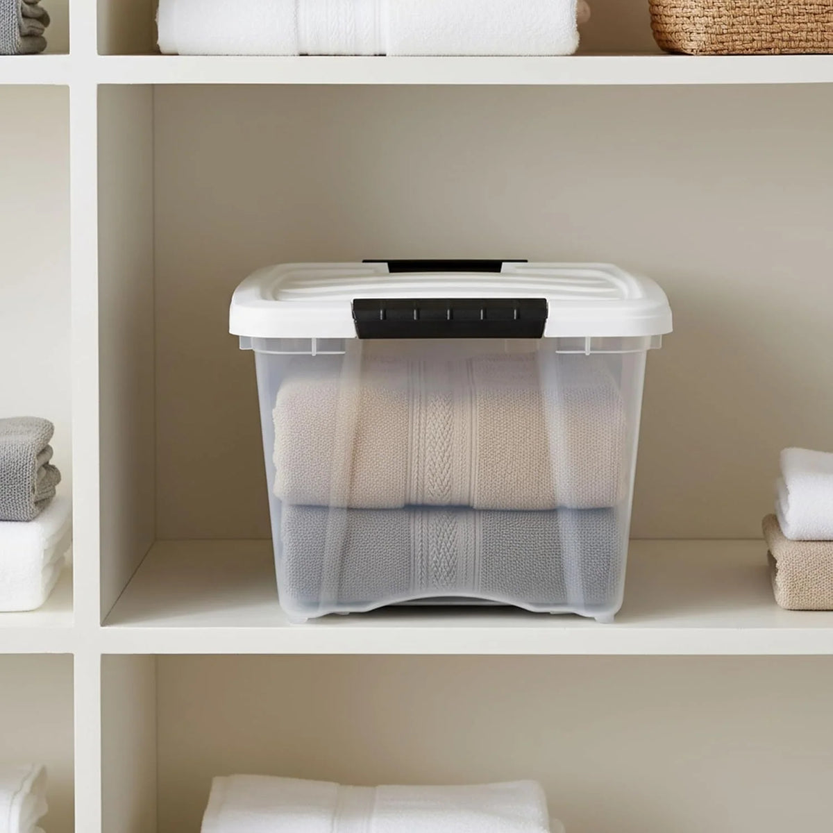 19 Qt Stackable Plastic Storage Bins with Lids, 6 Pack