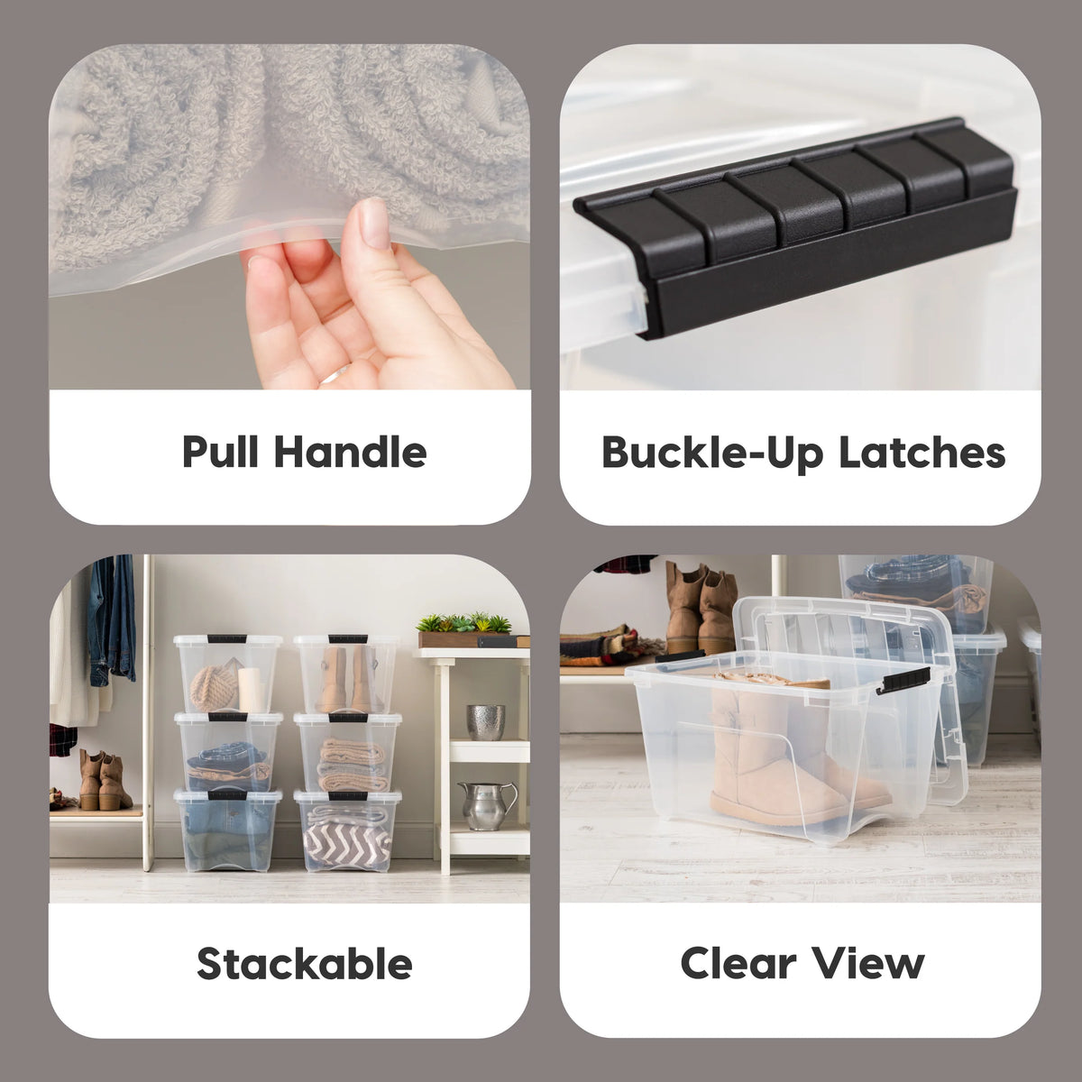 Stack & Pull Storage Box - 32 QT Clear 4 Pack | 4 Pack