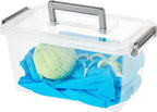 Medium Deep Modular Latching Box - Silver Handle, 6 Pack, Clear