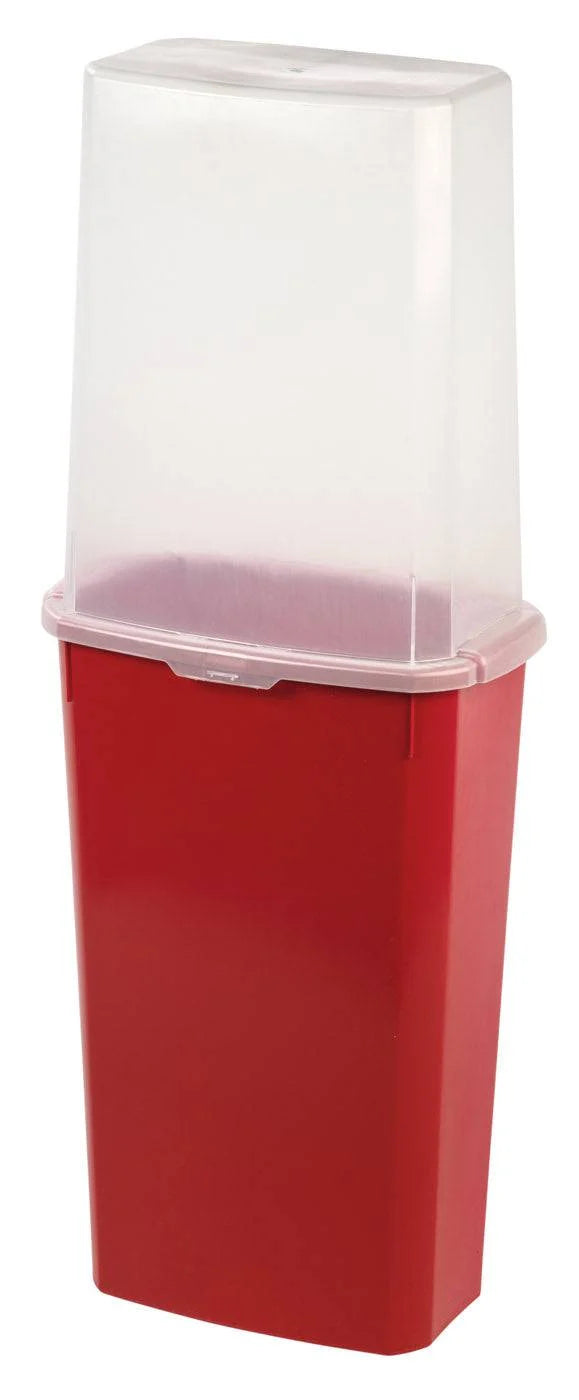 40" Wrapping Paper Storage Container with Built-in Handles, Clear/Red
