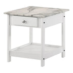 Denhour DH BASIC 4-Piece Open-Shelf Coffee Table Set with Drawer in Transitional Rubberwood