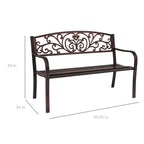 Best Choice Products Outdoor Steel Bench Garden Patio Porch Furniture W/ Floral Design Backrest - Black