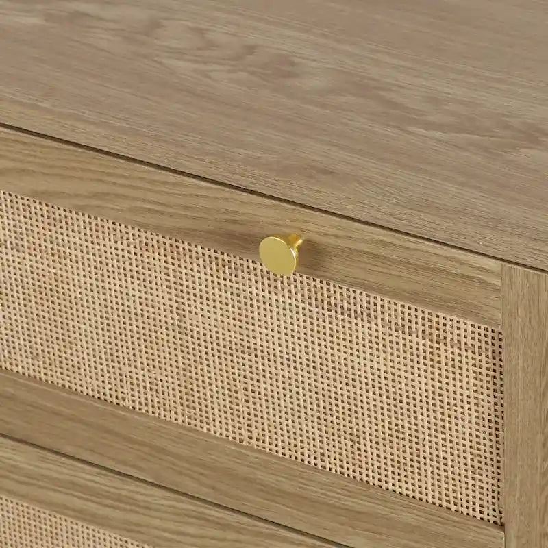 Modern Boho 3-Drawer Rattan Dresser - Stylish Chest of Drawers with Ample Storage for Your Bedroom