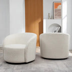 Set of 2 KINWELL 34-Inch Wide Upholstered Swivel Barrel Chairs