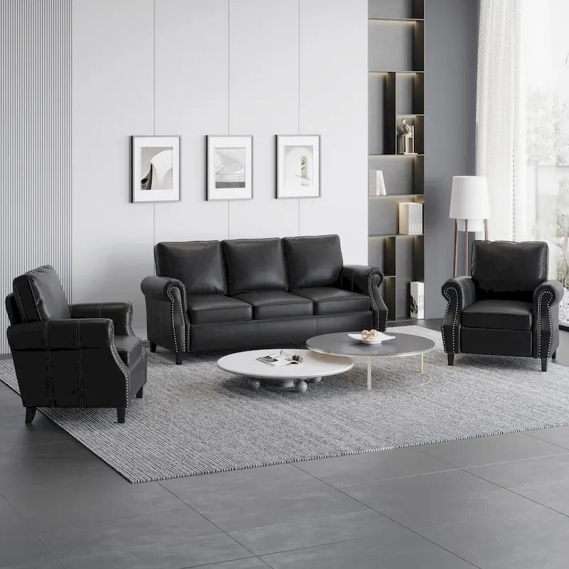 Christopher Knight Home Dowd Faux Leather 3-Piece Club Chair and Sofa Set