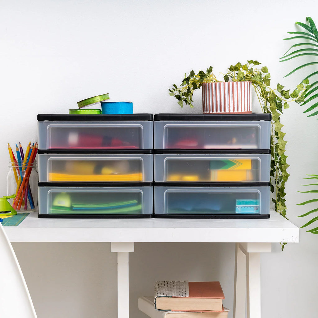 2-Pack 3-Drawer Plastic Desktop Organizer