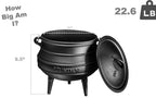 Bruntmor Pre - Seasoned Cast Iron Cauldron - Bruntmor African Potjie Pot with Lid - 3 Legs for Even Heat Distribution - Camping Dutch Oven Cookware for Over - the - Fire Cooking - 10 Quarts, X - Large