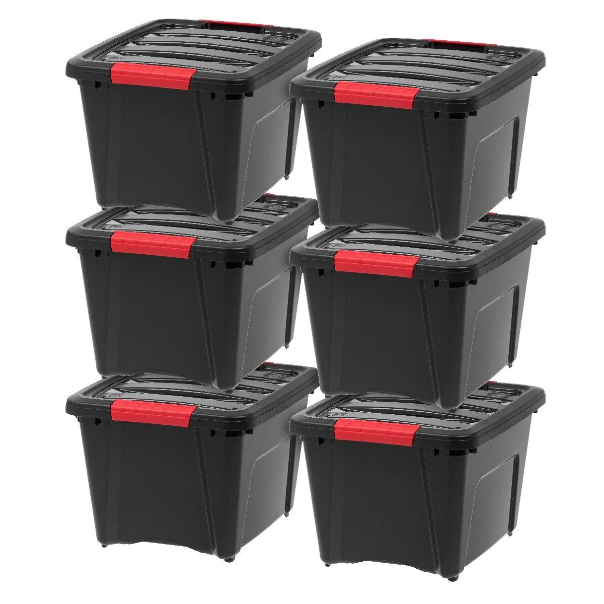 Stack & Pull Storage Box 6 Pack - 19 QT | Black / 6 Pack