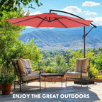 9.8FT Offset Patio Umbrella Hanging Cantilever Umbrella Outdoor Sun Shade with Easy Tilt Adjustment, 8 Ribs, UV Protection for Backyard, Lawn, Garden and Pool, Blue
