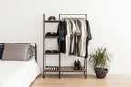 Metal Garment Rack with Wood Shelf - 5 Shelf | Black