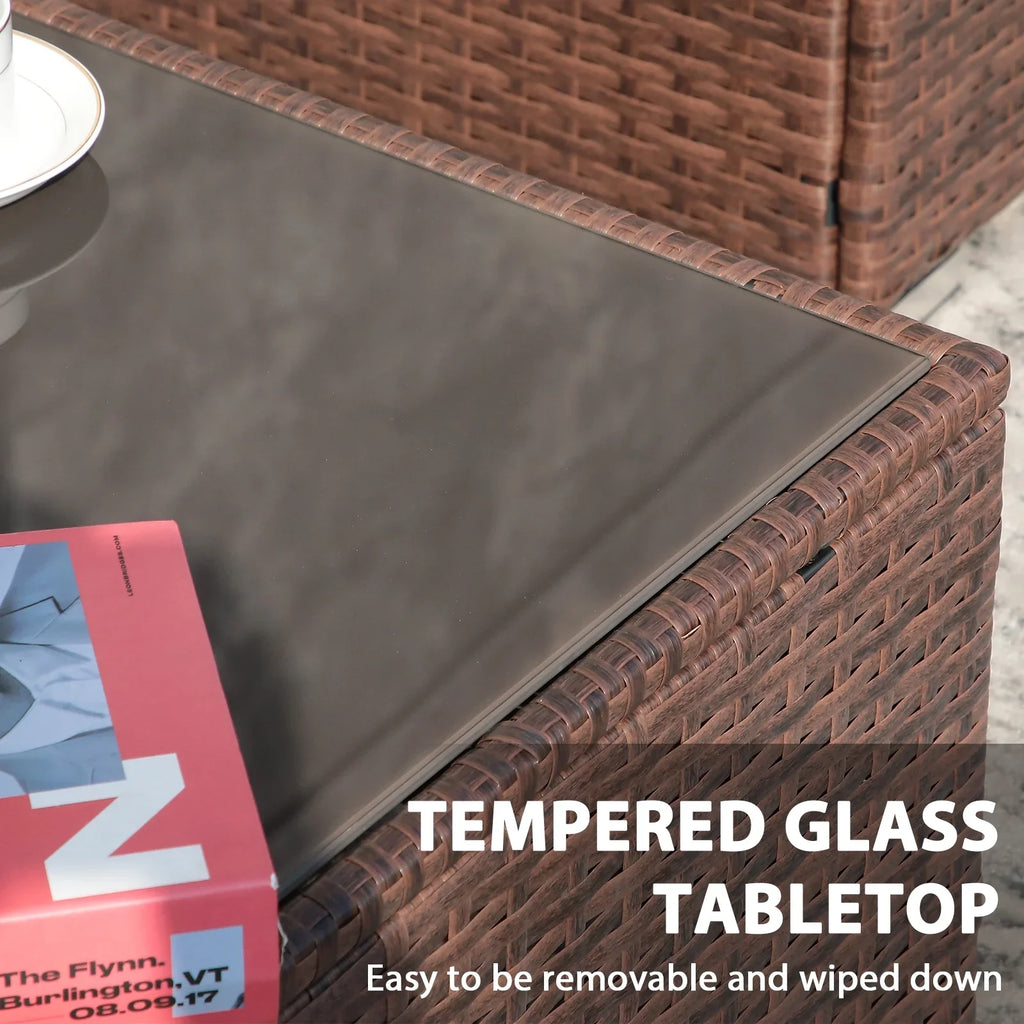 JOIVI 3 Pieces Patio Conversation Set, PE Wicker Rattan Outdoor Furniture Set, 2 Ways Small Sectional Sofa, Tempered Glass Coffee Table, Silver-Gray