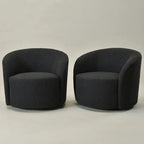 Set of 2 KINWELL 34-Inch Wide Upholstered Swivel Barrel Chairs