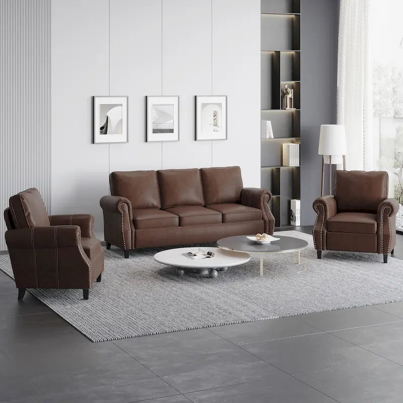 Christopher Knight Home Dowd Faux Leather 3-Piece Club Chair and Sofa Set
