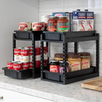 2 Tier Pull Out Drawer Organizer, Kitchen Bathroom Pantry, 1 Pack