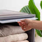 Deep Box Chest with Sliding Door, Gray