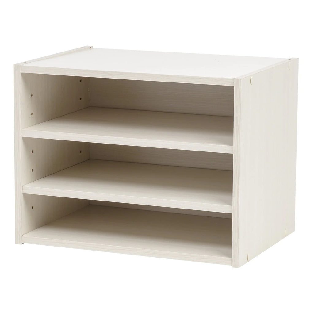 TACHI Modular Wood Storage Organizer Box with Adjustable Shelves, Off White