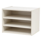 TACHI Modular Wood Storage Organizer Box with Adjustable Shelves, Off White