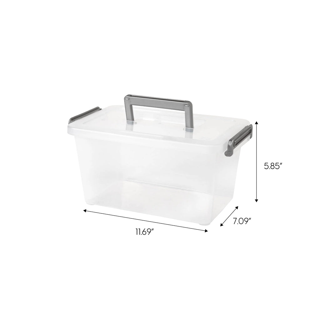Medium Deep Modular Latching Box - Silver Handle, 6 Pack, Clear