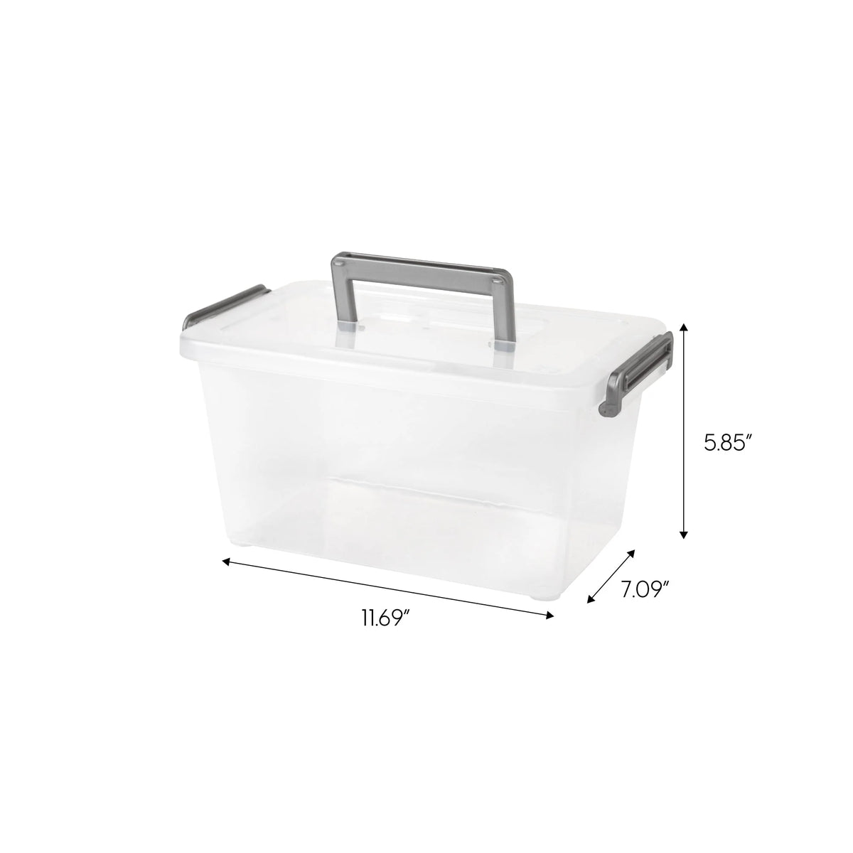 Medium Deep Modular Latching Box - Silver Handle, 6 Pack, Clear
