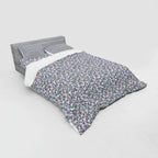 Floral Duvet Cover Set, Colorful Spring Blossom Flowers Repetitive Hand Drawn Like Pattern, Bedding Set with Shams and Fitted Sheet, 3 Sizes