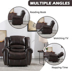 CANMOV Leather Recliner Chair, Classic and Traditional Manual Recliner Chair with Comfortable Arms and Back Single Sofa for Living Room, Nut Brown