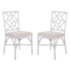 Set of 2 SAFAVIEH Maye Rattan Accent Chairs with Cushions - Dimensions: 18.5" W x 20.9" L x 35.8" H
