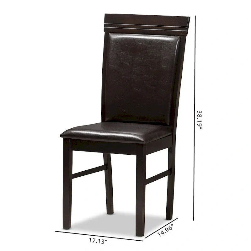 Modern Dark Brown Faux Leather Dining Chair Set by Baxton Studio