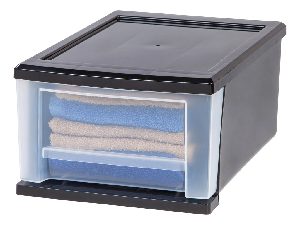 7 Quart Stacking Drawer, 4 Pack, Black