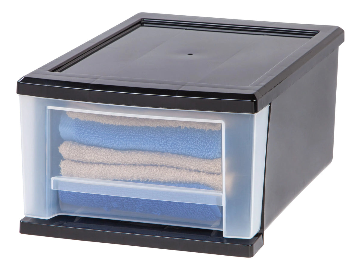 7 Quart Stacking Drawer, 4 Pack, Black