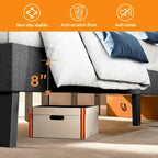 Modern Platform Bed Frame with Adjustable Headboard - Sturdy Geometric Upholstered Design with 800LBS Capacity and Solid Wooden Slats