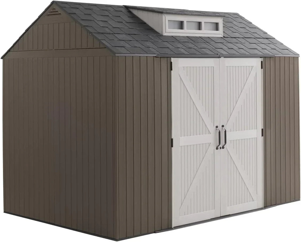 Rubbermaid Resin Outdoor Storage Shed With Floor Weather Resistant Gray Organization for Home