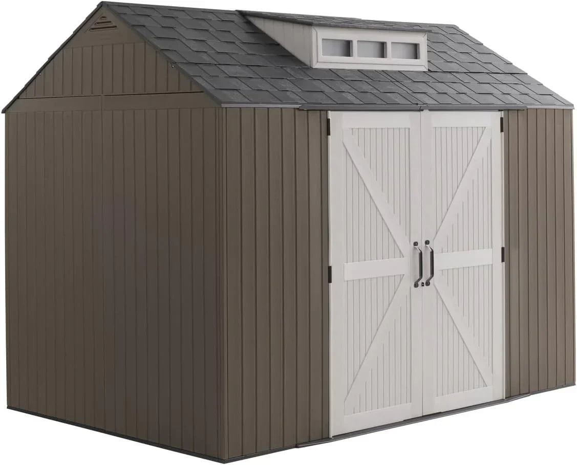 Rubbermaid Resin Outdoor Storage Shed With Floor Weather Resistant Gray Organization for Home