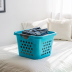 Square Laundry Basket – Tall Teal Organizer for Closet, Dorm, or Bedroom, Medium Size, 2-Pack