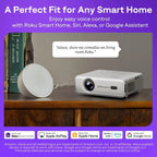 Aurzen Roku TV Smart Projector with Wifi and Bluetooth, Roku Streaming Experience Built-in