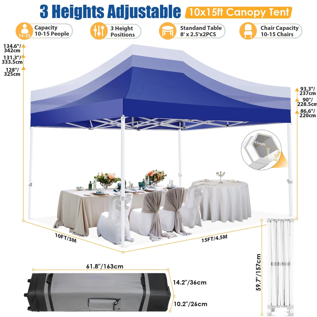 Hoteel 10x15 Heavy Duty Canopy Tent with 4 Sidewalls,Pop up Canopy for Parties Wedding,Commercial Easy up Gazebo with Roller Bag,UV 50+ &,Black