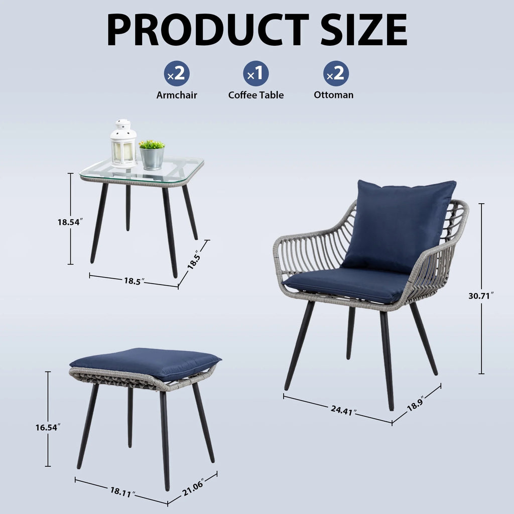Ainfox 7 Pcs Outdoor Patio Furniture Sofa Set on Sale, Grey Rattan Grey Cushion