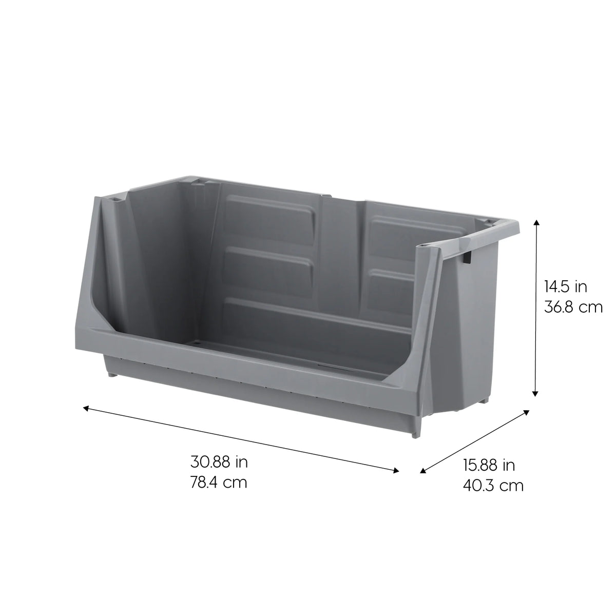 Stackable Storage Bins Open Front, Large, Heavy Duty Garage Organization 1 Pack