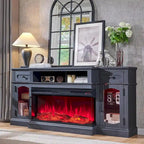 Farmhouse Electric Fireplace TV Stands up to 80, Entertainment Center