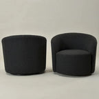 Set of 2 KINWELL 34-Inch Wide Upholstered Swivel Barrel Chairs