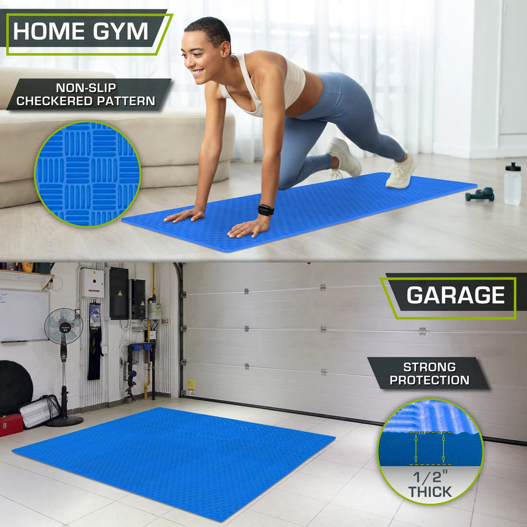 Checkered Exercise Puzzle Mat 1/2-in | Blue