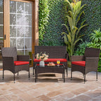 Homall 4 Pieces Outdoor Patio Furniture Sets Rattan Chair Wicker Set, Outdoor Indoor Use Backyard Porch Garden Poolside Balcony Furniture Sets Clearance (Brown and Beige)