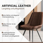 Set of 2 Leather Dining Chairs with Metal Legs