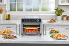 Crisp 'N Bake Air Fryer Toaster Oven Combo, 12 in 1 Countertop Convection Oven Cooks Food Fast, Fits a Whole Pizza or 6 Toast Slices, French Doors with Stainless Steel Finish