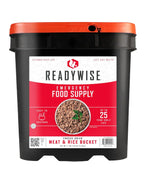 READYWISE - Chicken, Beef, Pork & Rice Emergency Food Supply Bucket, Premade, Freeze-Dried Survival Meals, 25-Year Shelf Life, Camping & Hiking Essentials, Long Term Meal & Food Supplies, 48 Meat & 40 Rice Servings